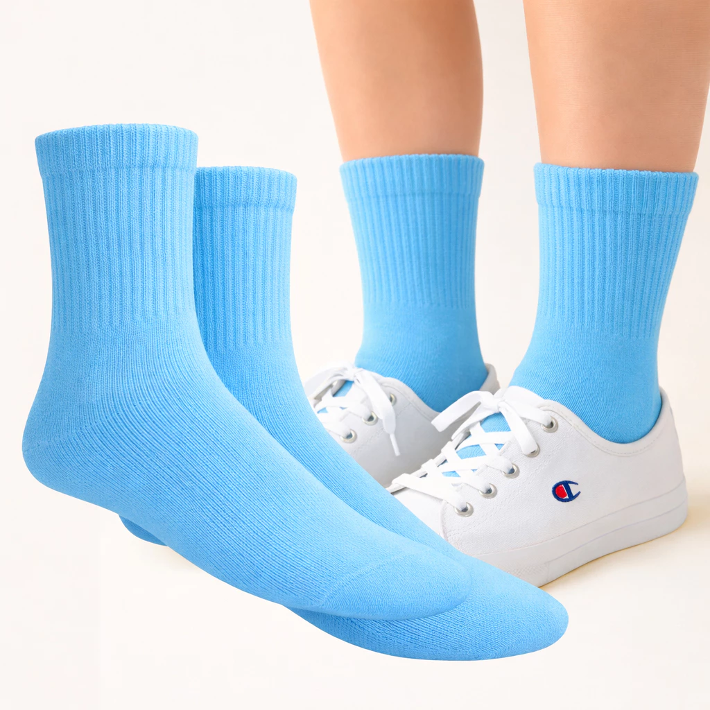 Meias Feminina 33 ao 39 Adulto Azul Claro Glow Poliamida Toque Macio Confortável Casual Esporte