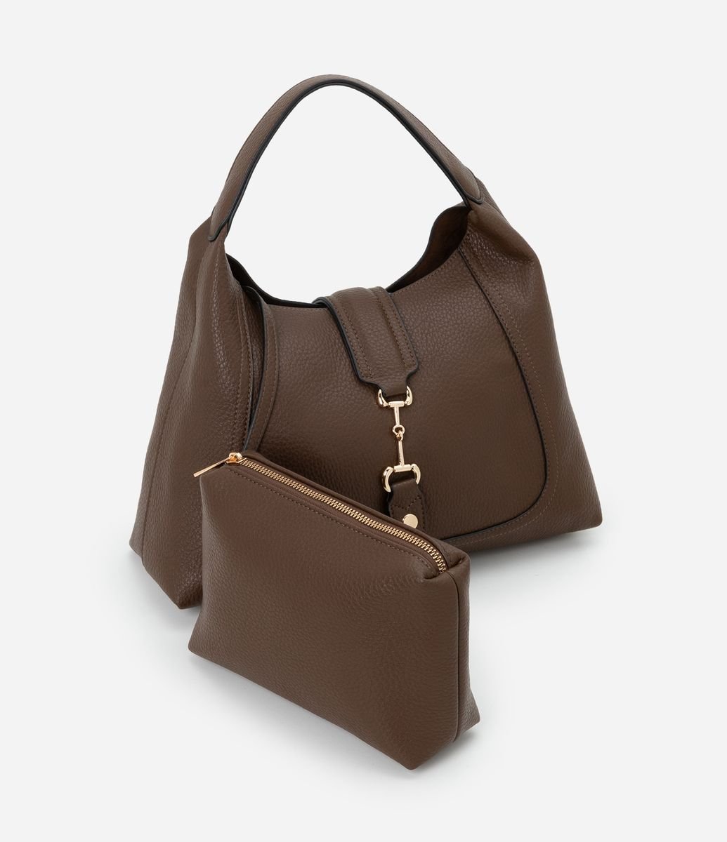 Bolsa Hobo Média com Necessaire Marrom