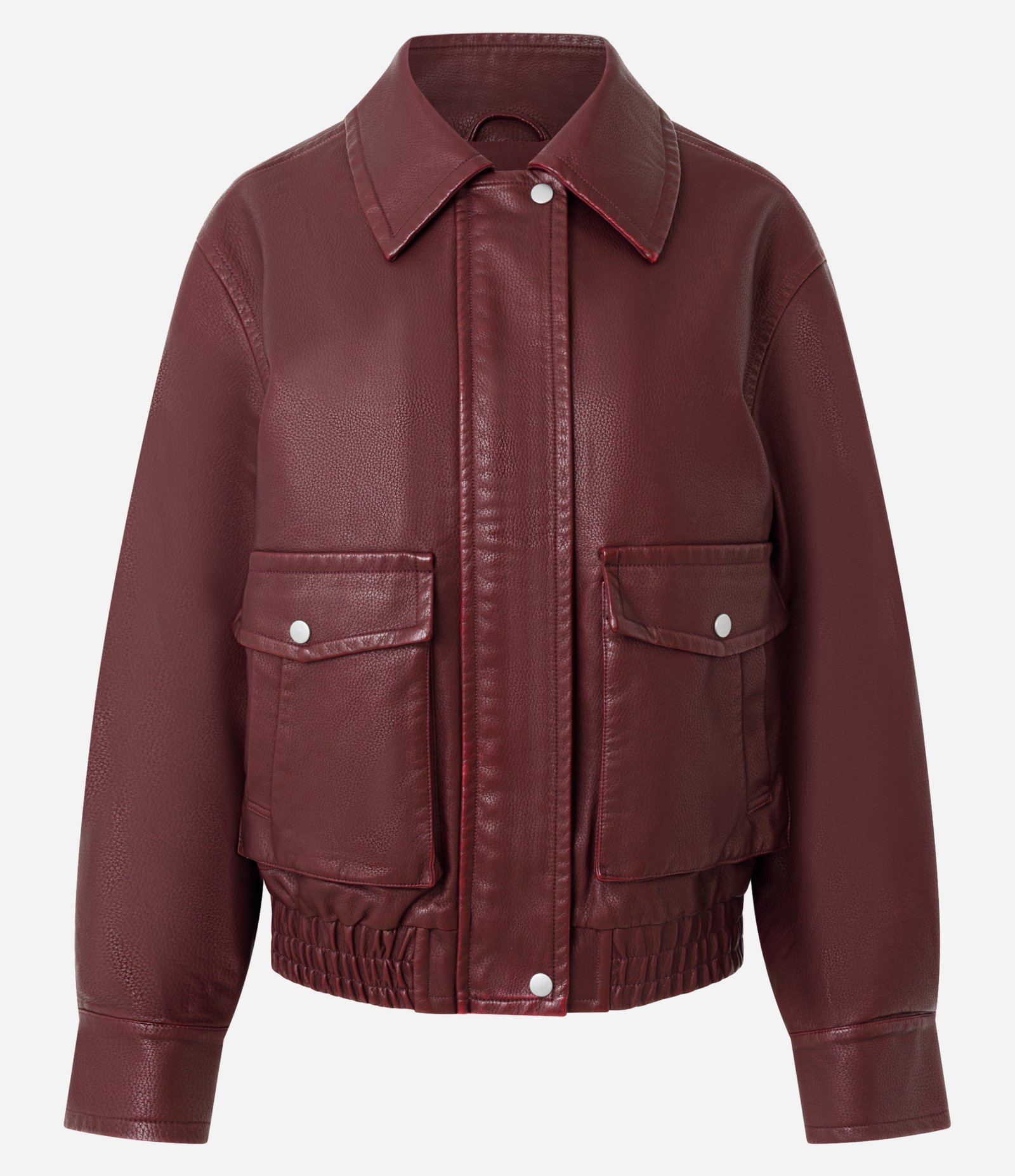 Jaqueta Oversized em PU com Bolso Vermelho