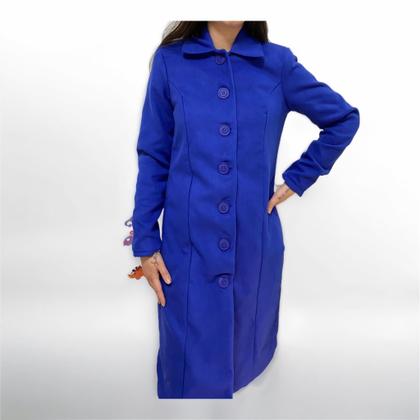 Sobretudo lã batida azul royal - Mais Babbi