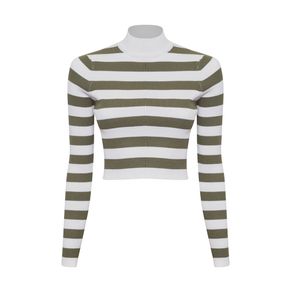 TRICOT FEMININO CROPPED GOLA ALTA