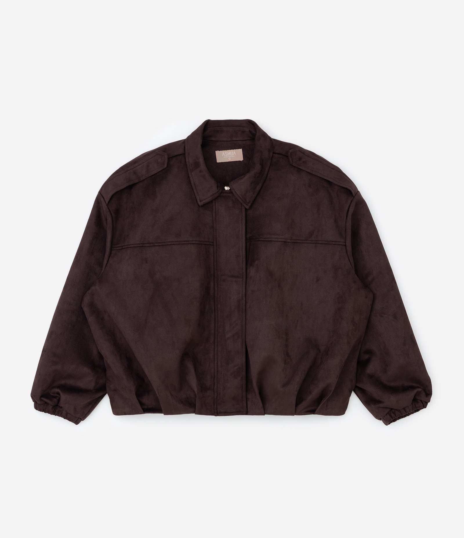 Jaqueta Bomber em Suede com Modelagem Balonê Curve & Plus Size Marrom