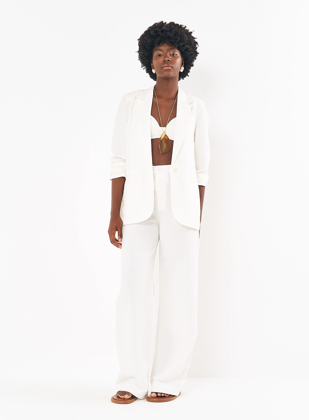 Blazer Feminino Alfaiataria Em Linho