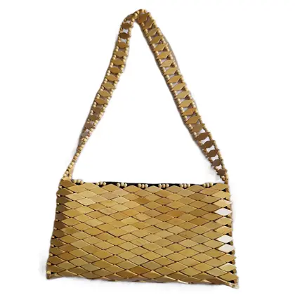 Bolsa Madeira Marfim Alça de Ombro Retangular 28cm - Ideias by Sandra