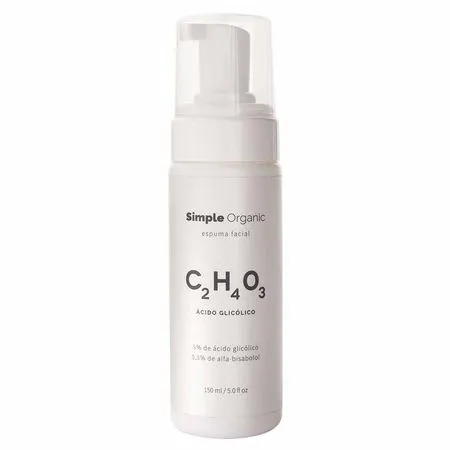 Espuma de Acido Glicólico Simple Organic 150ml