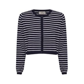 CARDIGAN FEMININO EM TRICOT LISTRADO BOTÕES