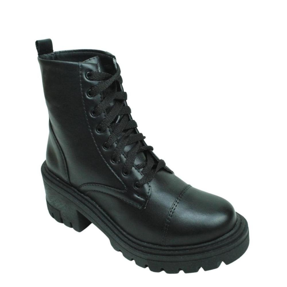 Bota Coturno Tratorado Feminino Cano Curto Sarah Calçados Preto
