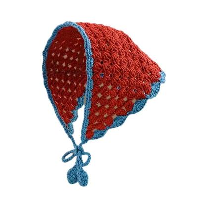 Lenço De Lã Coreano Artesanal Feminino Com Renda De Crochê, Chapéu Triangular E Faixa De Cabelo - Golexury