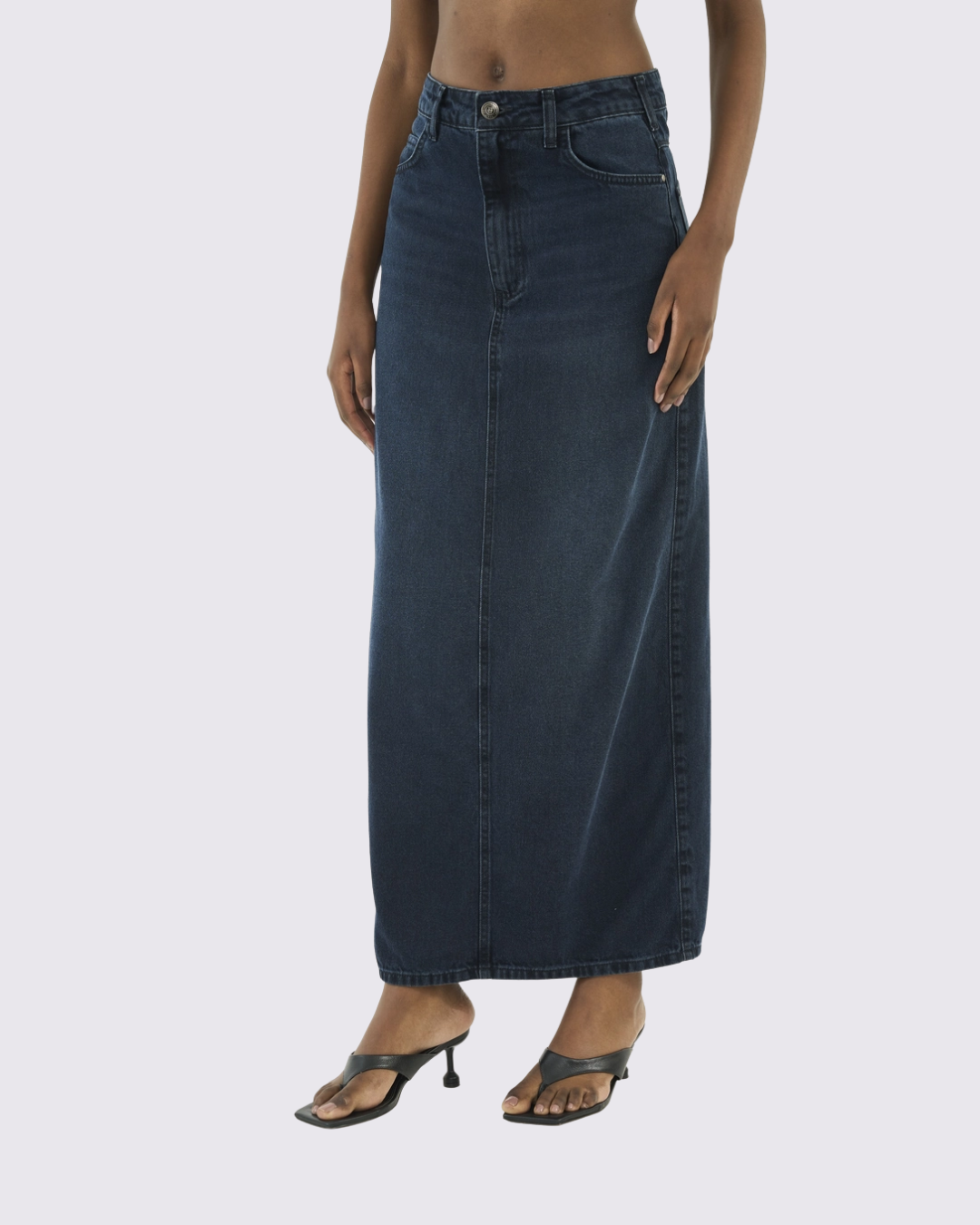 Saia Jeans Longa Com Fenda Nas Costas