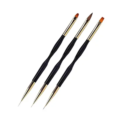 Conjunto De 3 Pincéis Para Arte De Unhas, Canetas De Gel E Pincel Delineador Para Uso Doméstico E - NONE