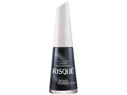 Esmalte Risqué De Salto no Asfalto Preto Metálico - Hipoalergênico 8ml