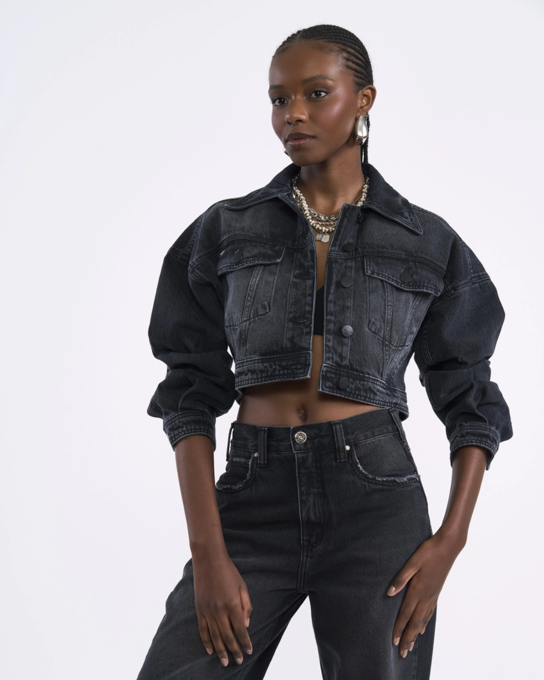 Jaqueta Feminina Jeans Cropped