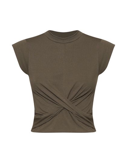 BLUSA MANGA CURTA AJUSTADA TORÇÃO FRENTE