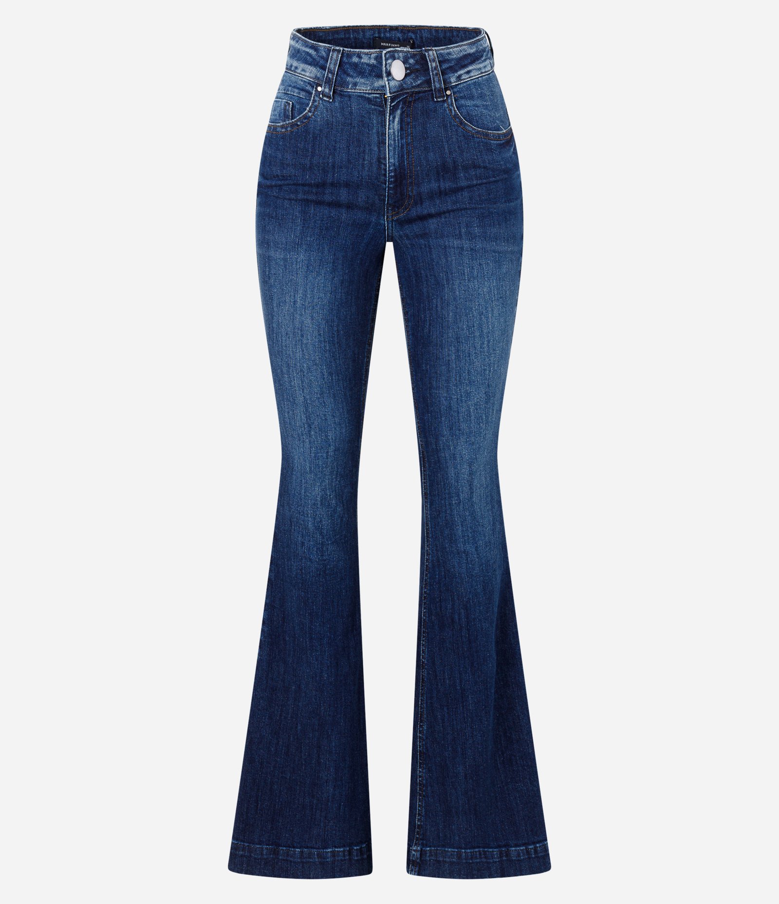 Calça Flare Jeans com Bolsos Azul