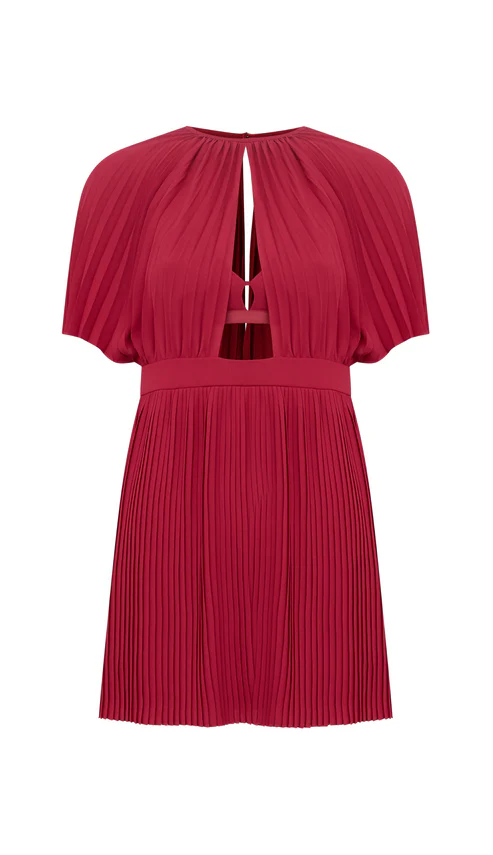 Vestido Curto Crepe Plissado Dubai Framboesa | Laguna