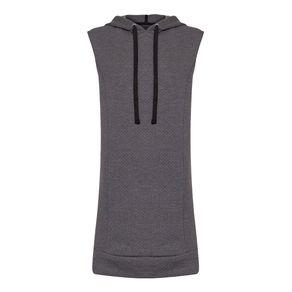 VESTIDO CURTO MOLETOM SEM MANGA COM CAPUZ