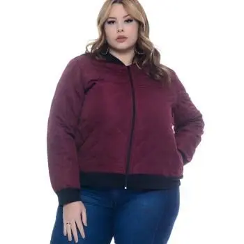 Jaqueta Bomber Feminina Plus Size Vinho Acolchoada - LA ROSA FLOR