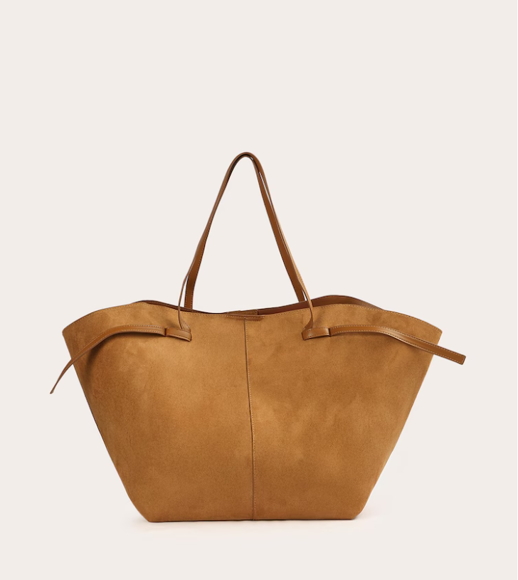 Bolsa feminina G shopper em camurça - Marrom Claro
