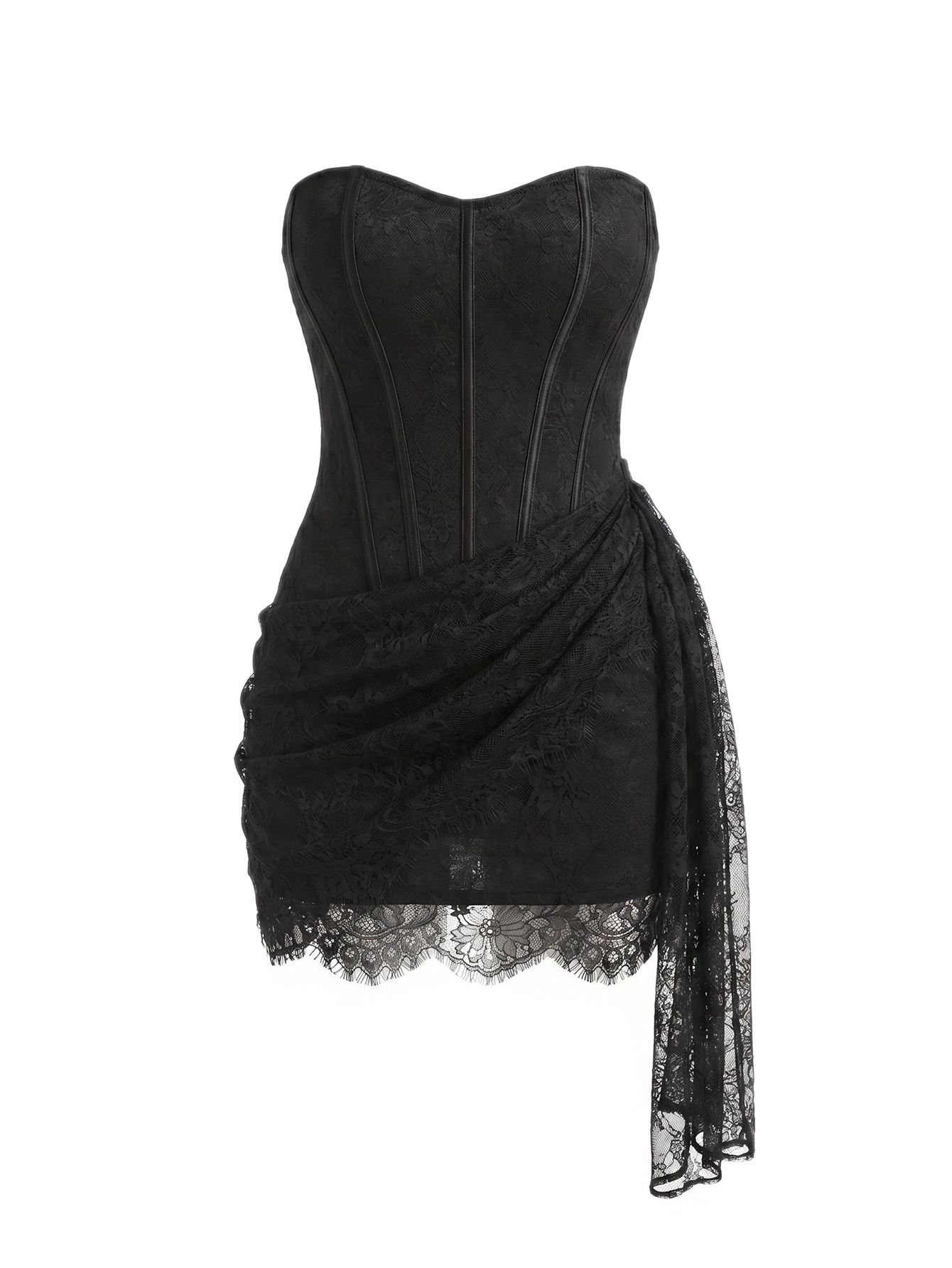 Vestido Midi Busto com Recorte nas Costas em Renda Francesa Sexy