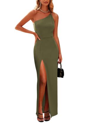 Vestido PRETTYGARDEN Maxi de Alça Fina com Ombro Único Tamanho P