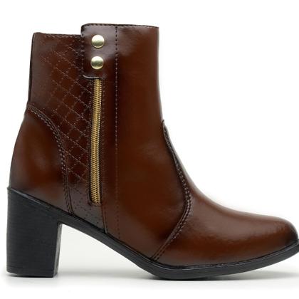 Bota Botinha Coturno Feminina Salto Alto Cano Curto Luxo Estilo Lançamento Inverno - Outlet Monteiro