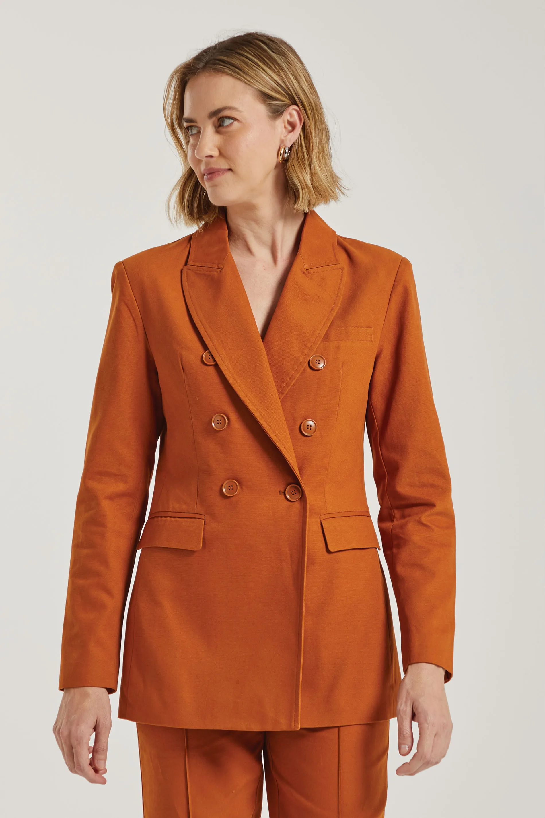 BLAZER TRANSPASSE BOTÕES - CARAMELO