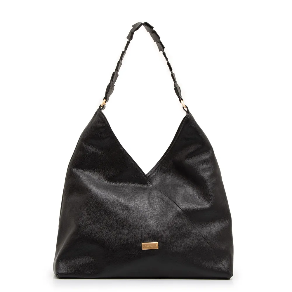 Bolsa Hobo Couro Preta
