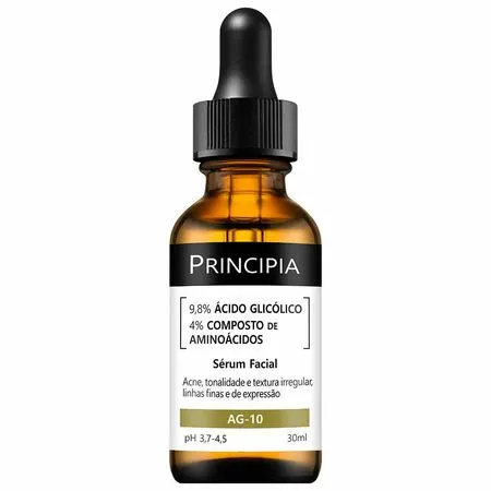 Sérum Renovador Facial com Ácido Glicólico + Aminoácidos Principia AG-10 30ml