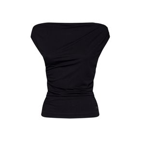 BLUSA AJUSTADA DECOTE ASSIMÉTRICO FRANZIDO