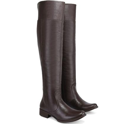 Bota Feminina Montaria Over The Knee Cano Longo Alto Acima Joelho Salto Baixo Bico Redondo Palmilha Confortável Macia Le - CLA CLE