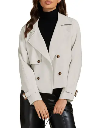 Casaco luvamia Cropped Trench Coat feminino cinza claro XXL