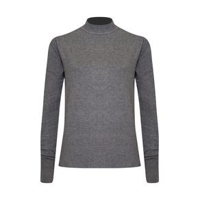TRICOT FEMININO COM GOLA E ABERTURA LATERAL