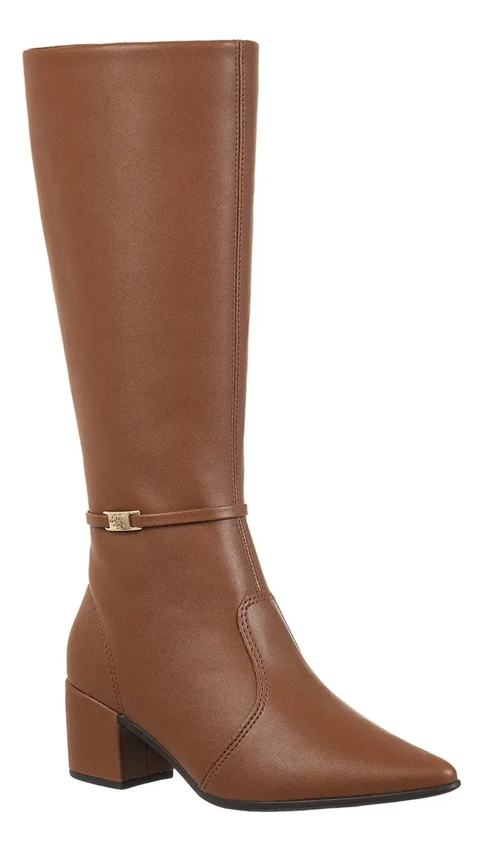 Bota Feminina Gigil Montaria Salto Bloco Detalhe Metal