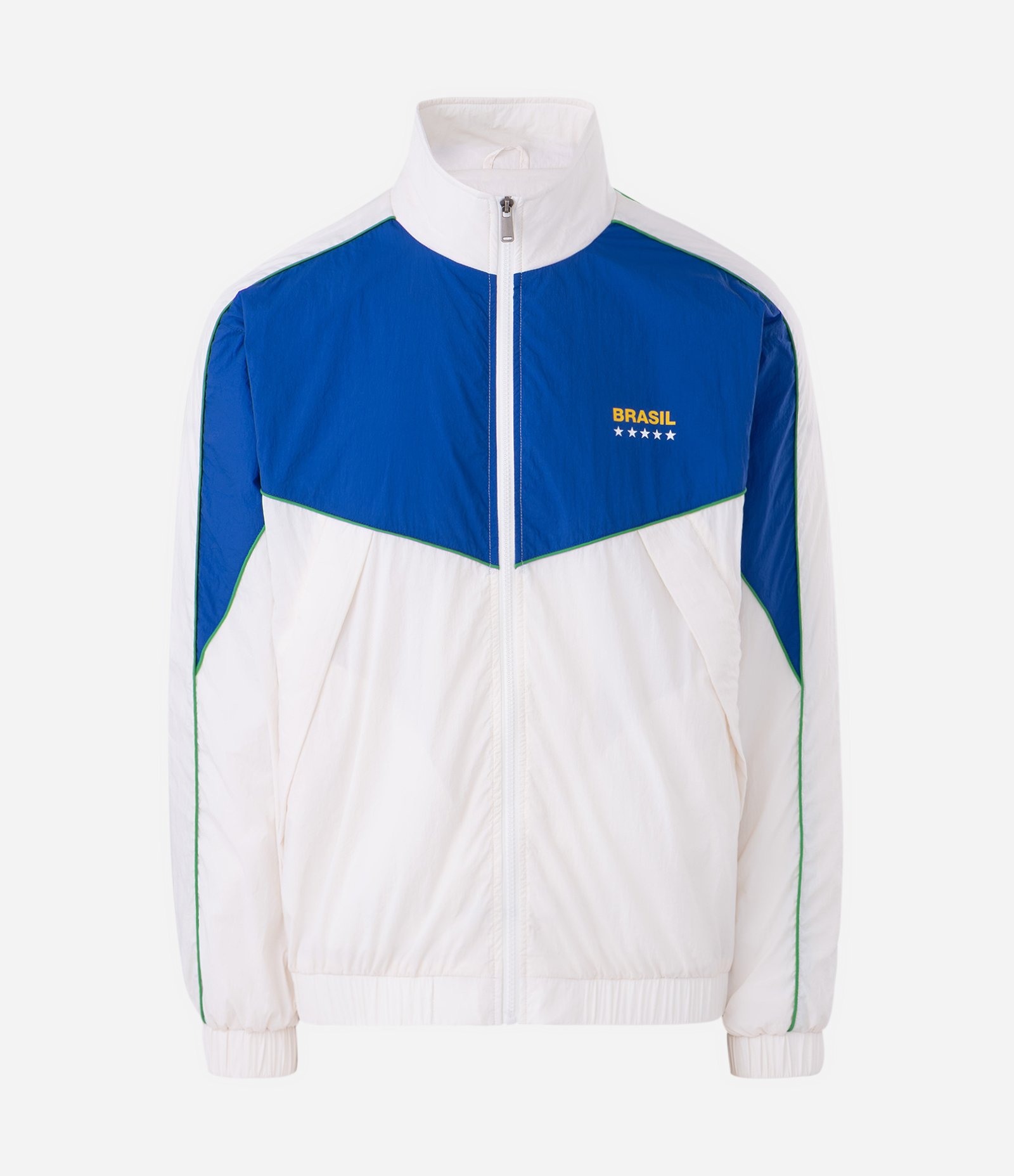 Jaqueta Masculina Esportiva Brasil com Bloco de Cores Branco