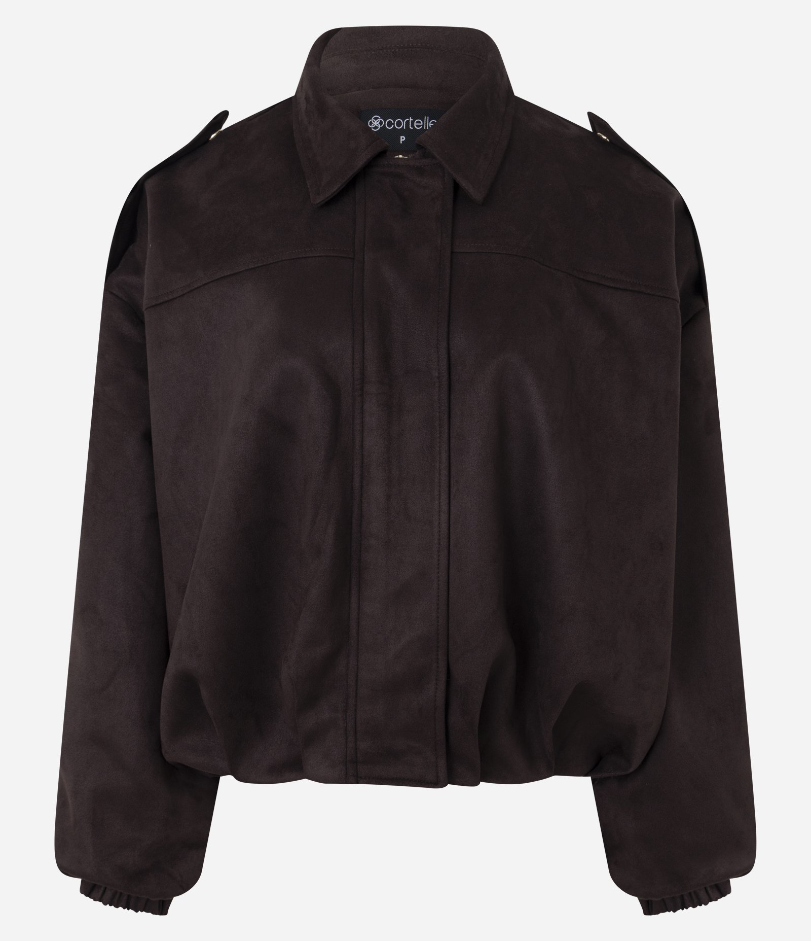 Jaqueta Bomber Suede Com Gola Clássica Marrom