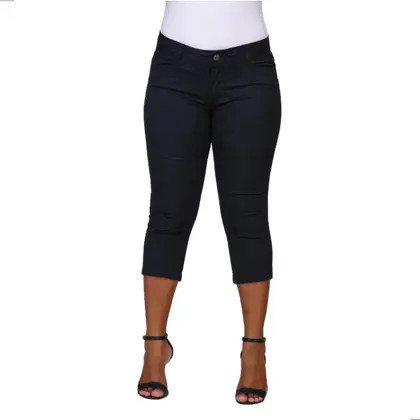 Calça Feminina Capri de Sarja Cintura Média Confortável e Estilosa - DLM SMART10