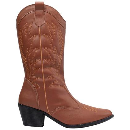 Bota Texana Feminina Western Country Rodeio Boiadeira Bico Fino Cano Alto Confortável Via Angel 9002