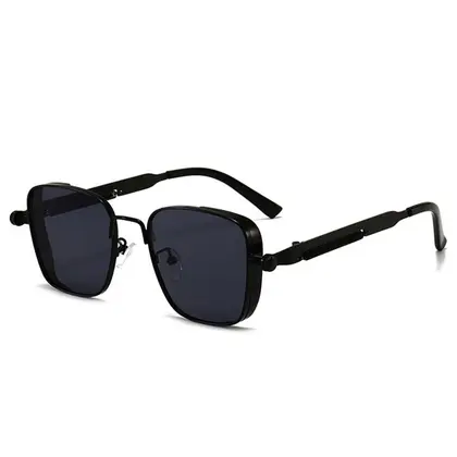 Óculos de Sol Quadrado Vintage em Metal SteamPunk Preto - anjo da mamãe