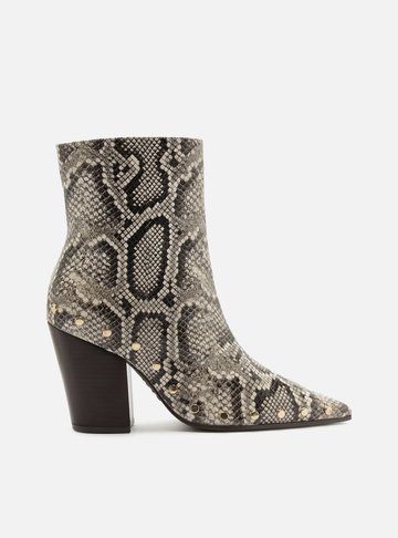 Bota Animal Print Cano Médio Salto Bloco