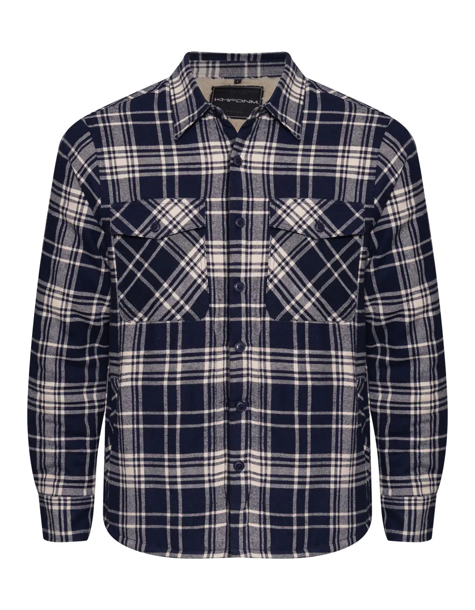 OVERSHIRT MASCULINA EM FLANELA XADREZ SHERPA