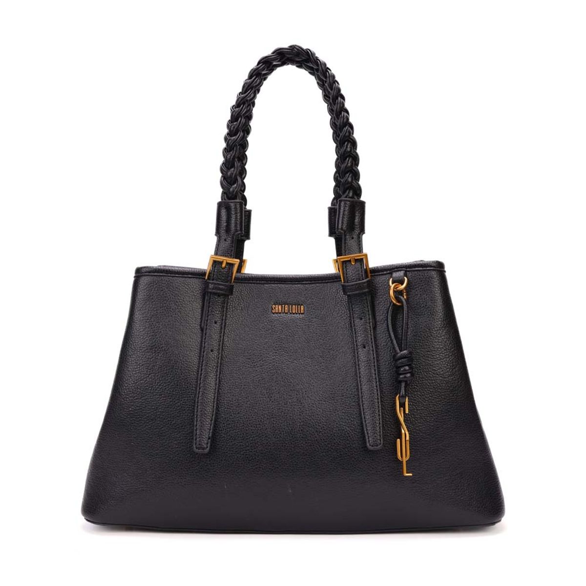 Bolsa Grande Floater Preto Alça Trançada