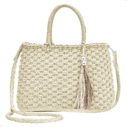 Bolsa de Palha Retangular Faminina Moda Verão Praia Piscina Alça Fina Transversal - M3M