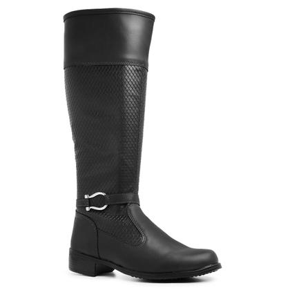 Bota Montaria Feminina Cano Longo Salto Baixo Com Ziper Lateral Bico Redondo Confortável e Macia - GMM SHOES