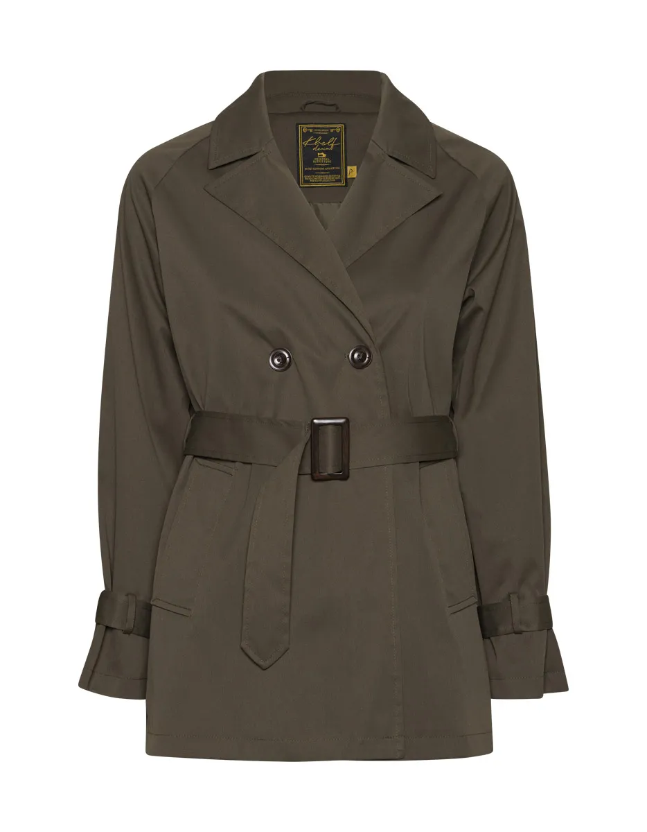 TRENCH COAT FEMININO EM CANVAS COM CINTO