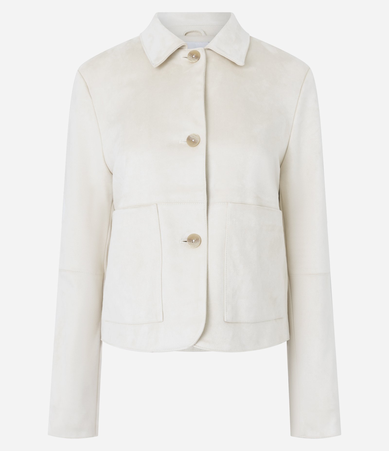 Jaqueta em Suede com Bolsos Frontais Off White