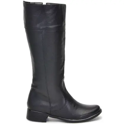 Bota Feminina Montaria 100% Couro Bovino Legítimo Cano Alto Salto Baixo Zíper Elástico Palmilha Confortável Leve Macio - CLA CLE