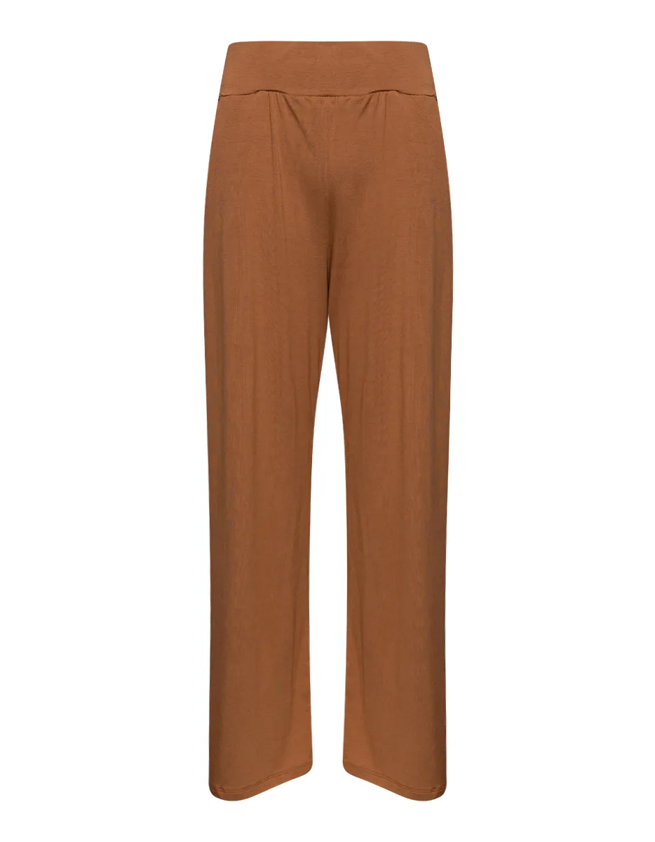 CALÇA PANTALONA CÓS LARGO COM FRANZIDO