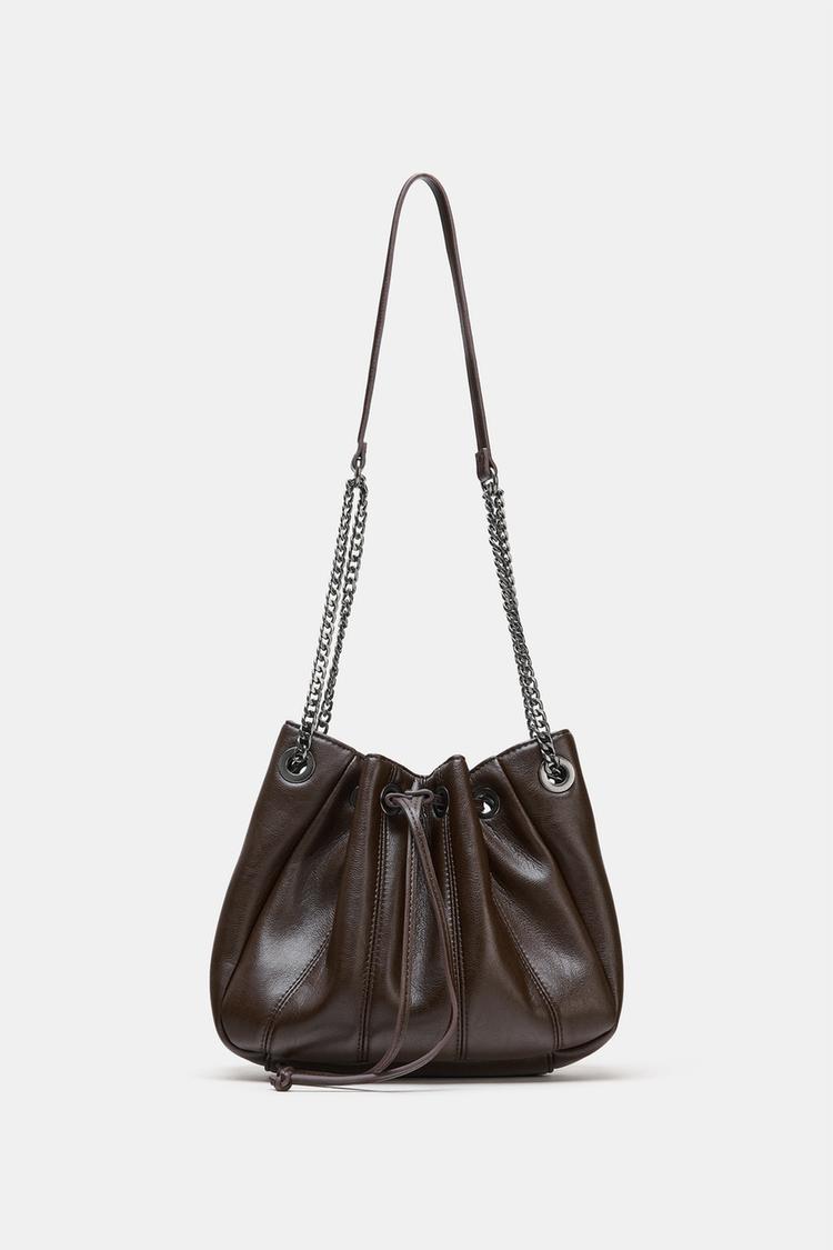 BOLSA SACO FRANZIDA COM CORRENTE