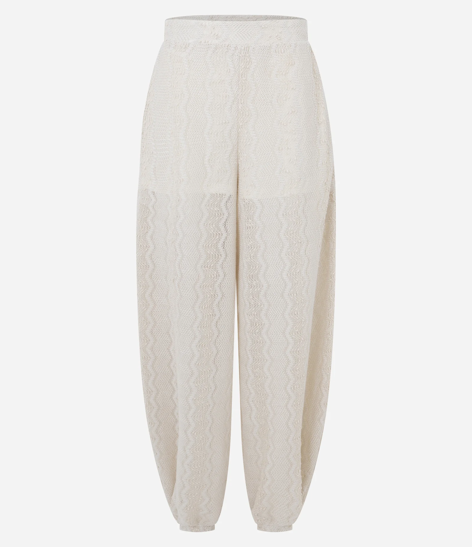 Calça Aladim em Malha Texturizada com Elástico na Cintura Branco