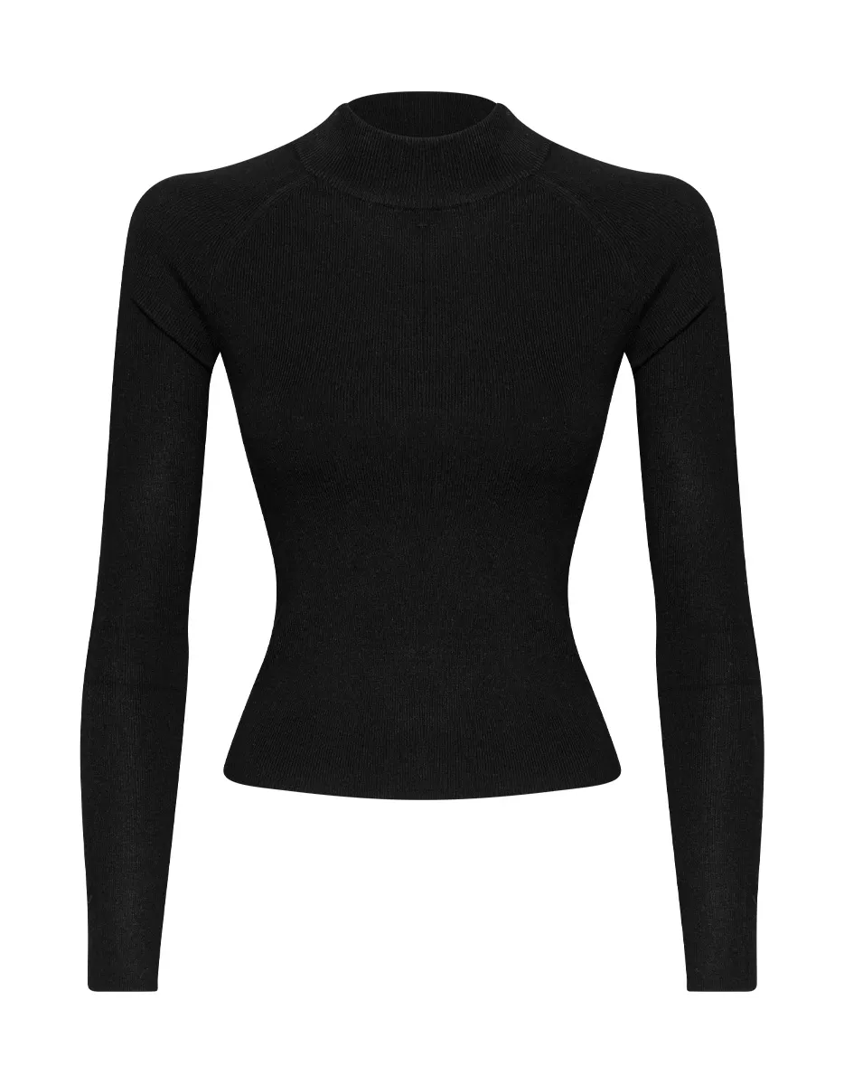 TRICOT FEMININO AJUSTADO GOLA ALTA